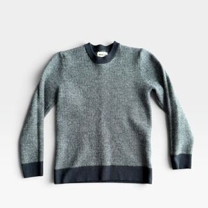 Taylor Stitch Mens Birdseye Knit Crewneck Sweater Navy White Small